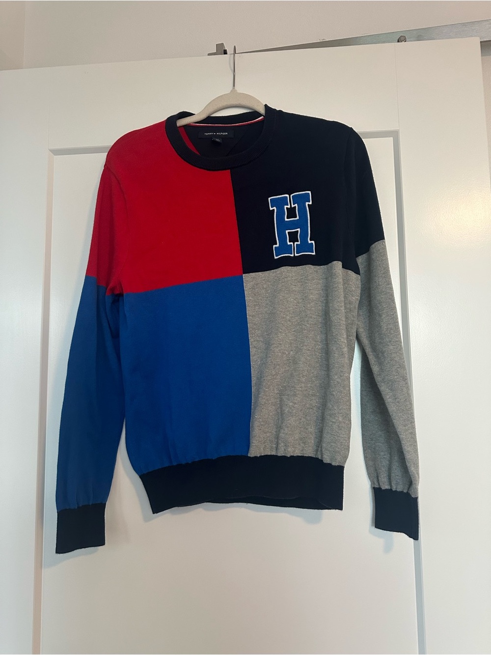 Tommy Hilfiger Colorblock Crewneck Sweater - Red, Blue, Black & Gray